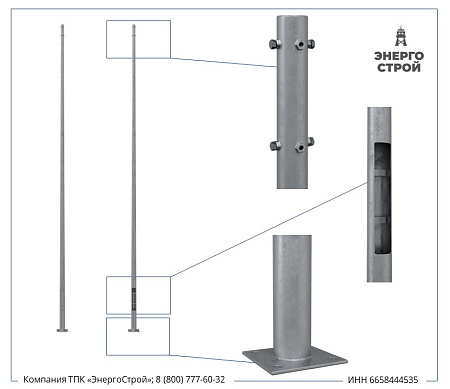 Опора круглоконическая несиловая ОКК-3,5 (3мм, 60/110, 190х190х10-140-4х19(М16))